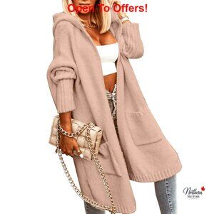 Oversized Hooded Cardigan Sweater Coat with Pockets Loose Fit